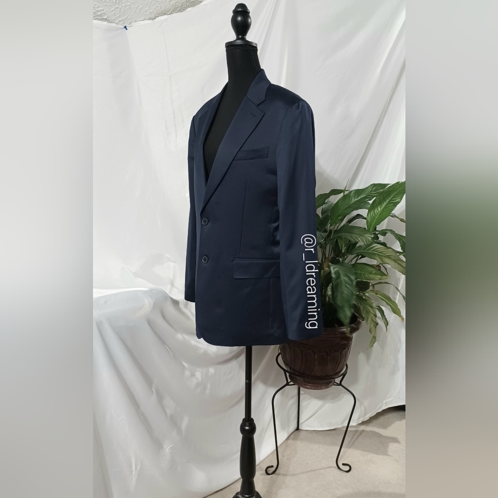 NWT Navy Modern Classic Satin Suit Jacket Size 38 Regular By Banana Republic - Picture 3 of 8